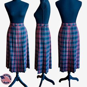 Tartan Plaid Pleated A-Line Requirements Midi Skirt Unlined (14)